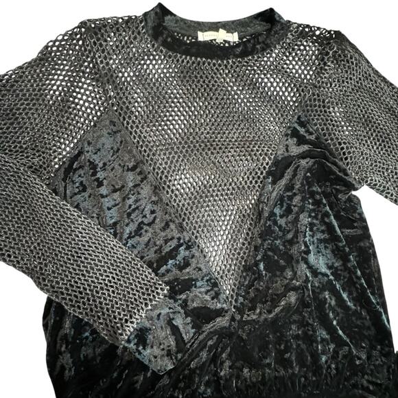 Gilded Intent Gothic Grunge Large Black Crushed Velvet fishnet Holy top - Picture 11 of 13